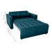 Sofá Cama para Sala de Estar Cross Veludo Maserati Azul