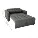 Sofá Cama para Sala de Estar Cross Veludo Maserati Chumbo