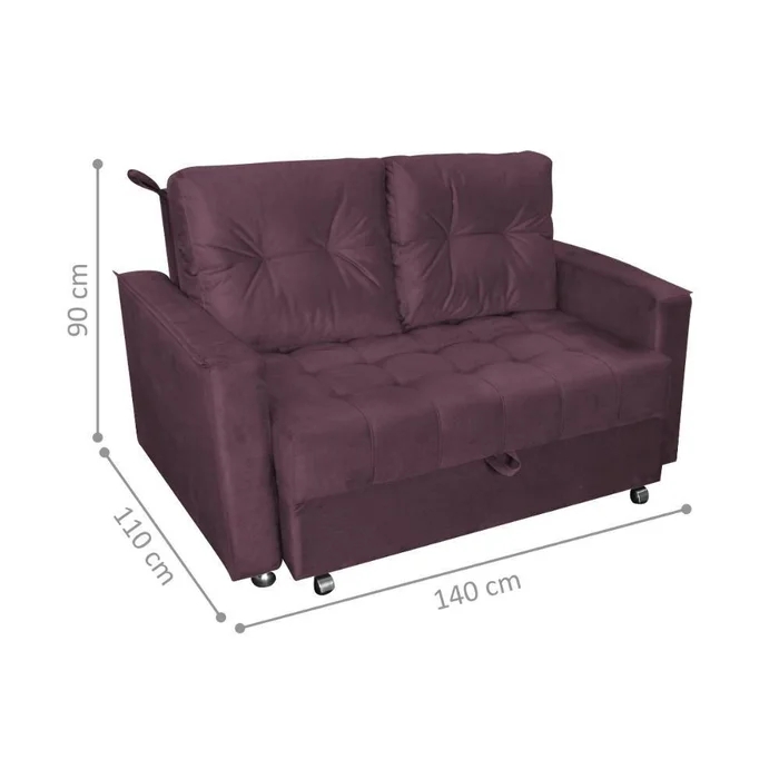 Sofá Cama para Sala de Estar Cross Veludo Rosê