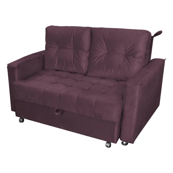 Sofá Cama para Sala de Estar Cross Veludo Rosê