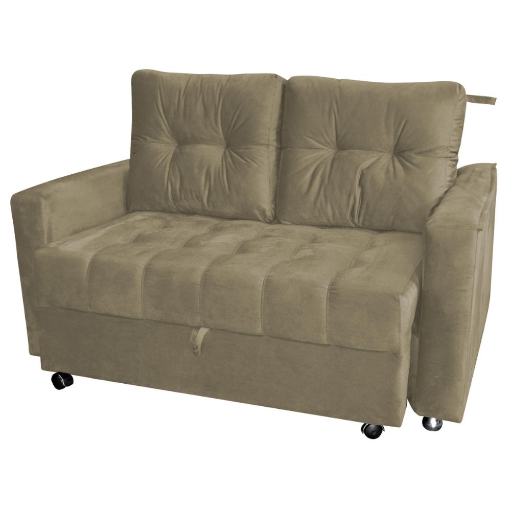 Sofá Cama para Sala de Estar Cross Veludo Turkey Cappuccino 