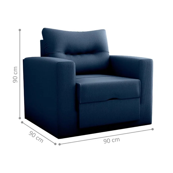 Sofá Cama para Sala de Estar Dublin Suede Azul
