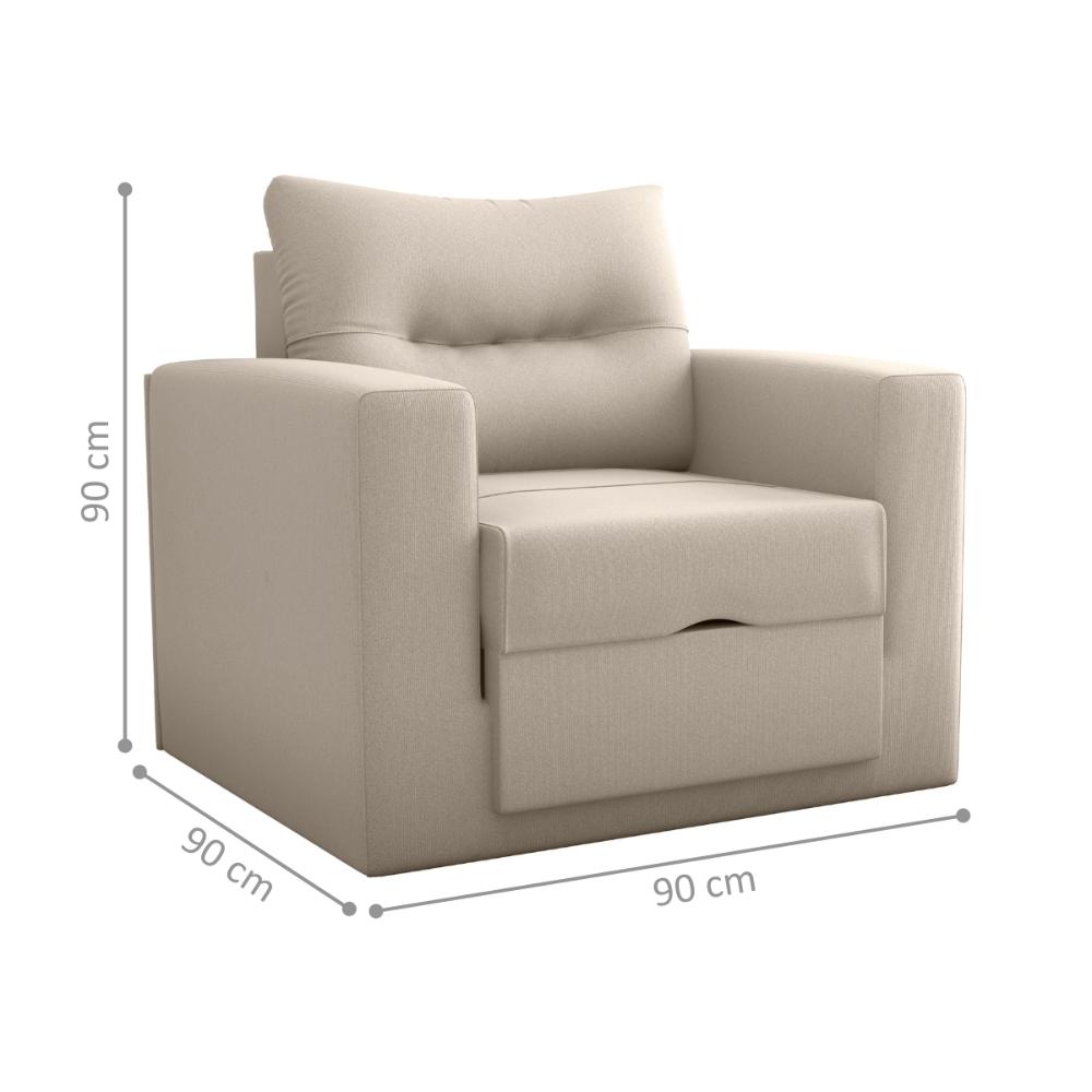 Sofá Cama para Sala de Estar Dublin Suede Bege