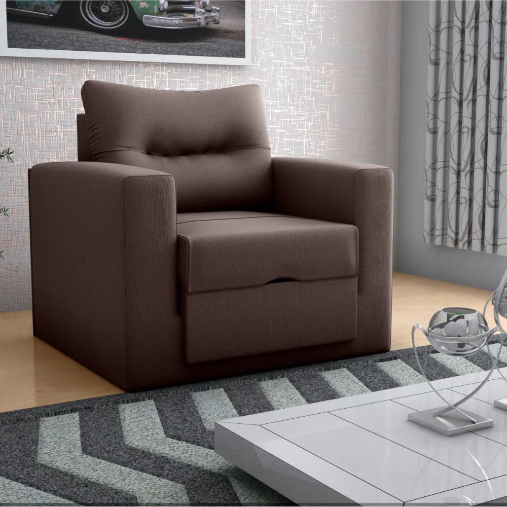 Sofá Cama para Sala de Estar Dublin Suede Marrom