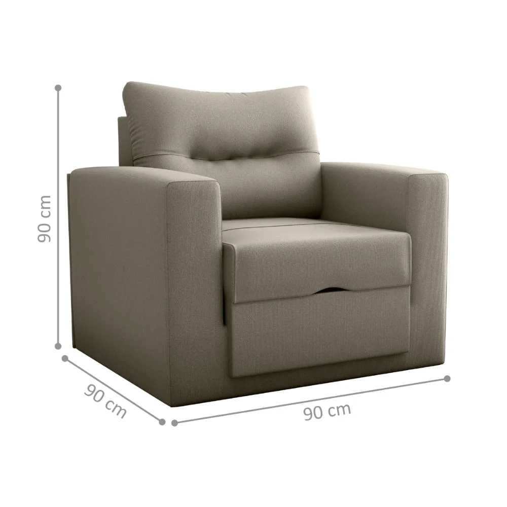 Sofá Cama para Sala de Estar Landon  Suede Cappuccino