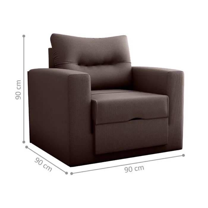 Sofá Cama para Sala de Estar Landon  Suede Marrom
