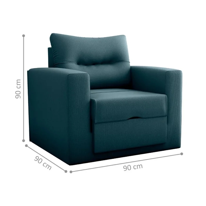 Sofá Cama para Sala de Estar Landon  Suede Petróleo