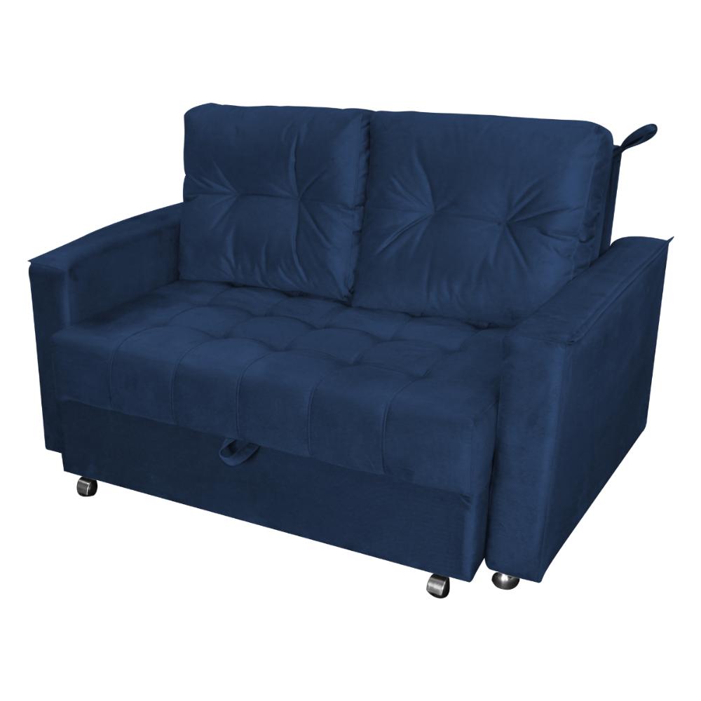 Sofá Cama para Sala de Estar Remy Veludo Azul