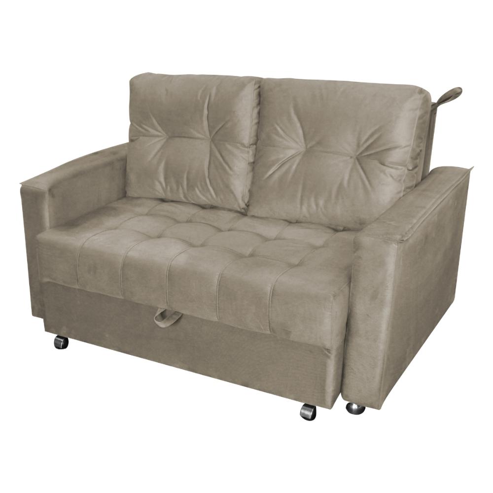 Sofá Cama para Sala de Estar Remy Veludo Cappuccino