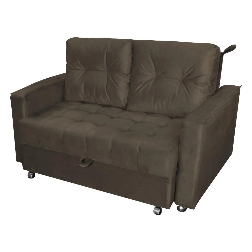 Sofá Cama para Sala de Estar Remy Veludo Marrom