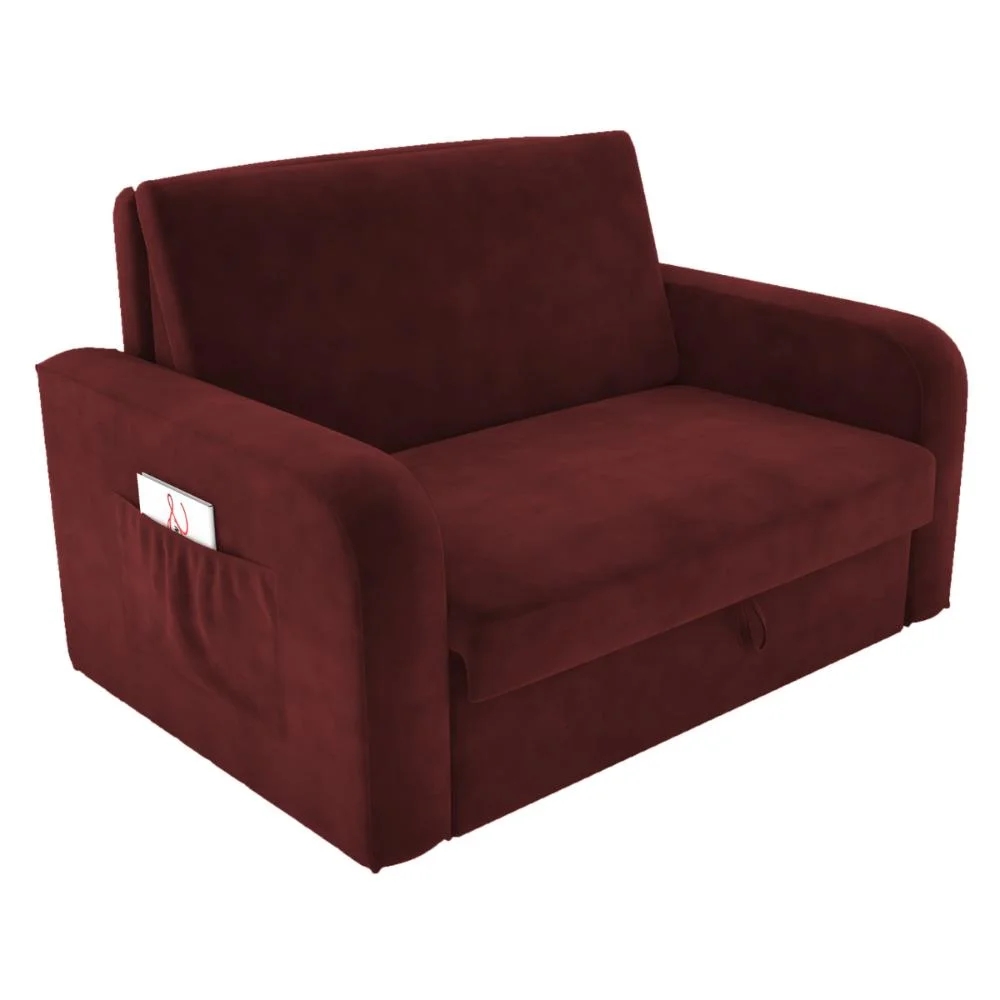 Sofá Cama para Sala de Estar Remy Veludo Maserati Vermelho