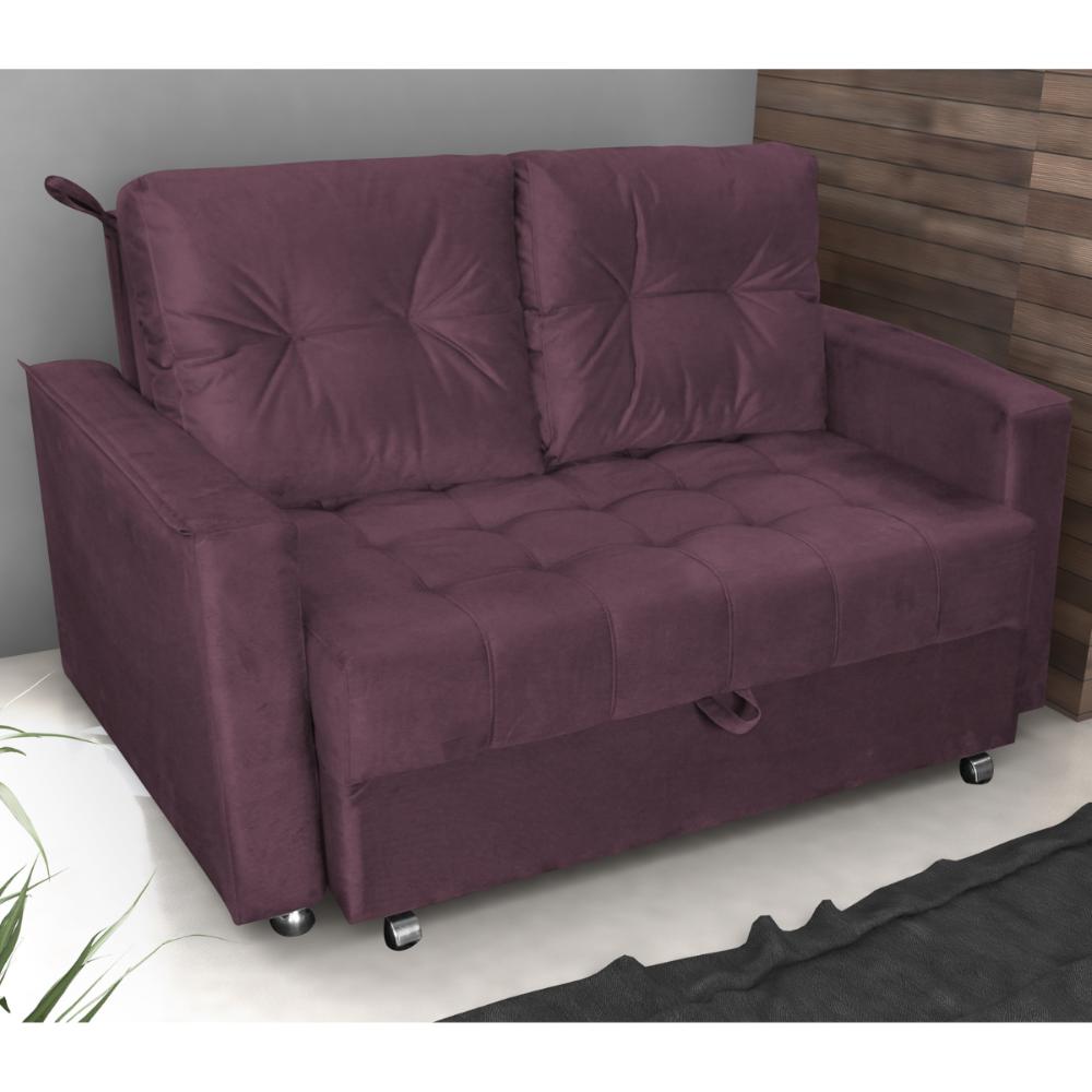 Sofá Cama para Sala de Estar Remy Veludo Rosê