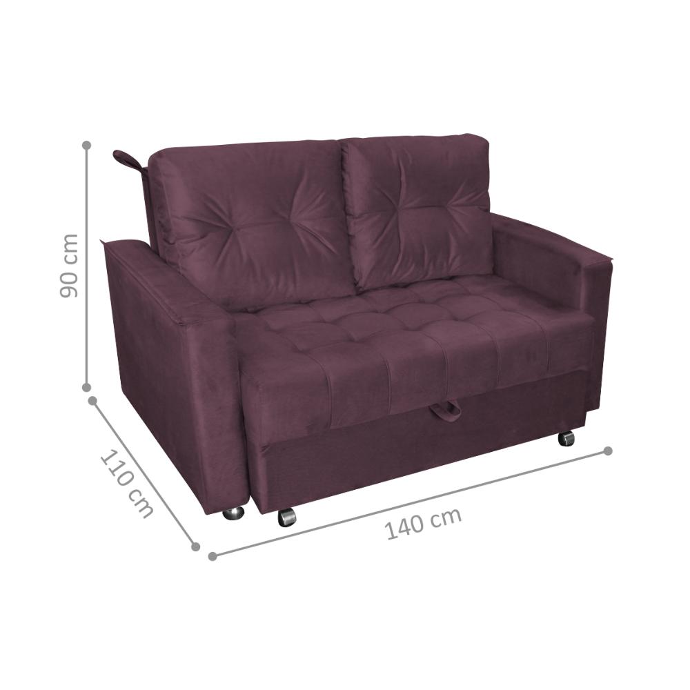 Sofá Cama para Sala de Estar Remy Veludo Rosê