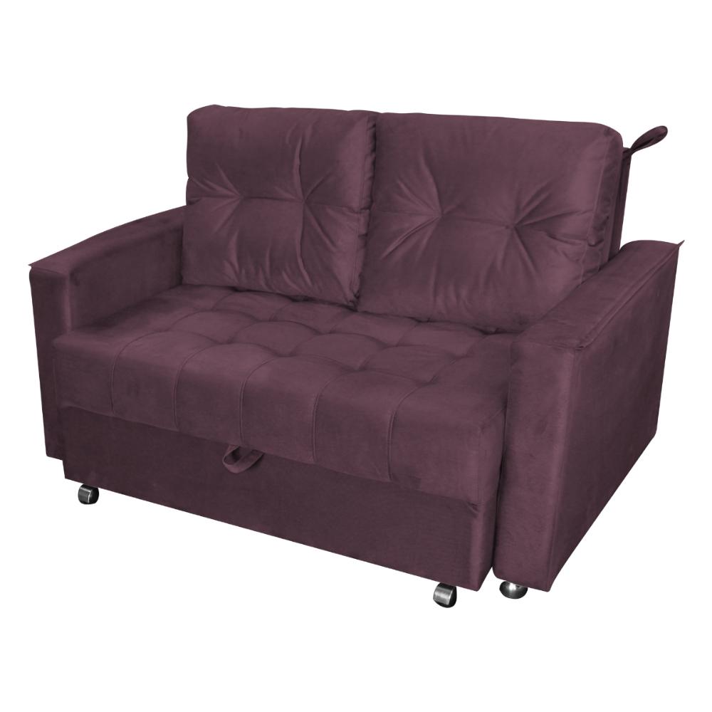 Sofá Cama para Sala de Estar Remy Veludo Rosê