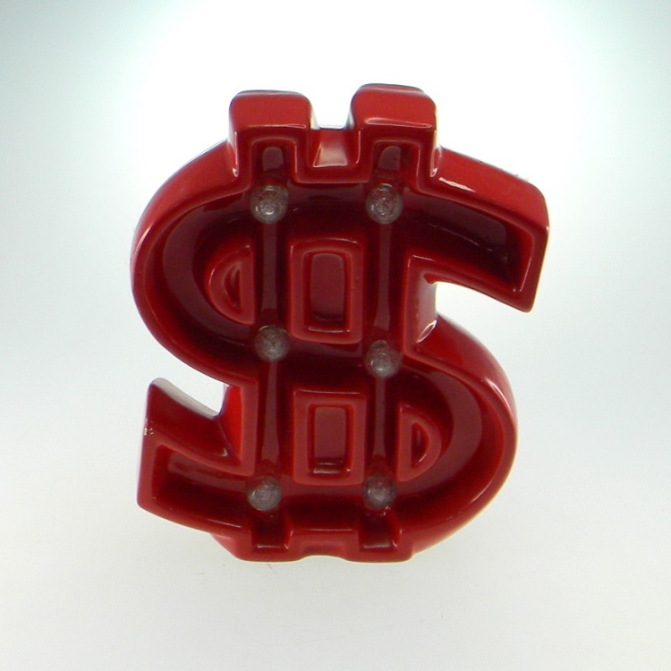 Cifrão Para Parede De Cerâmica Com Luzes Led Vermelho