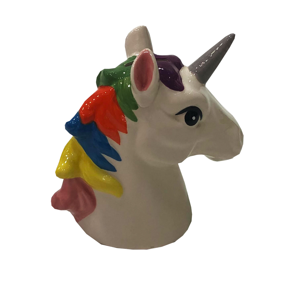 Cofre Ceramica Busto Unicornio Colorida Decor. Infantil