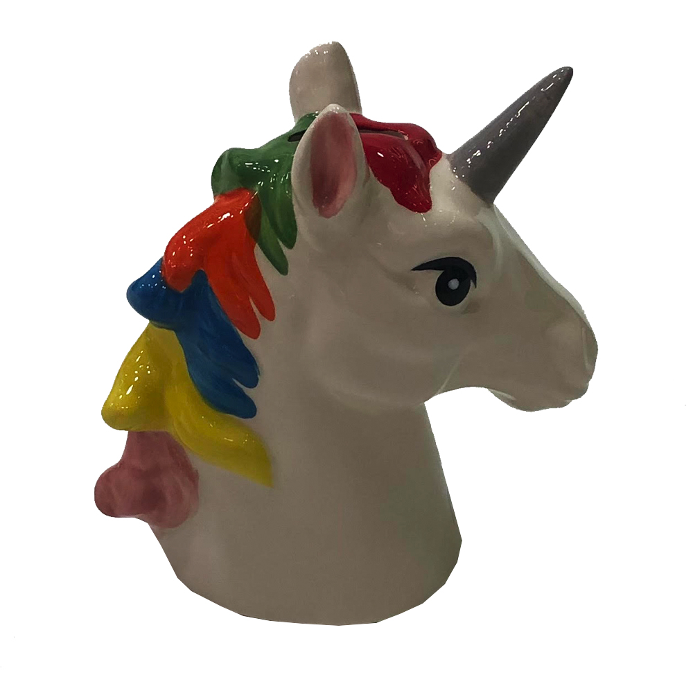 Cofre Ceramica Busto Unicornio Colorida Decora Infantil