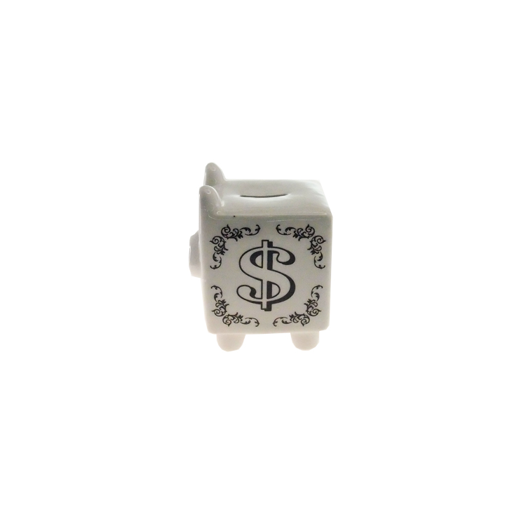 Cofre Personalizado Cerâmica Porco Cilius Branco 14x10x11cm