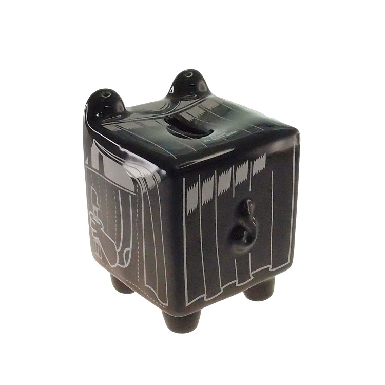 Cofre Personalizado Cerâmica Porco Robô Cor Preto 14x10x11cm