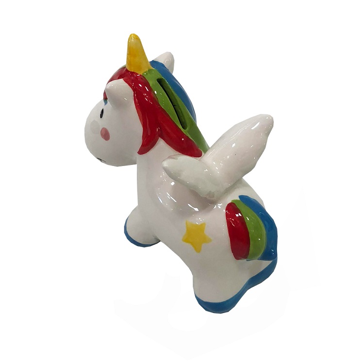 Cofrinho Personalizado Unicórnio Feminino Cerâmica Branco