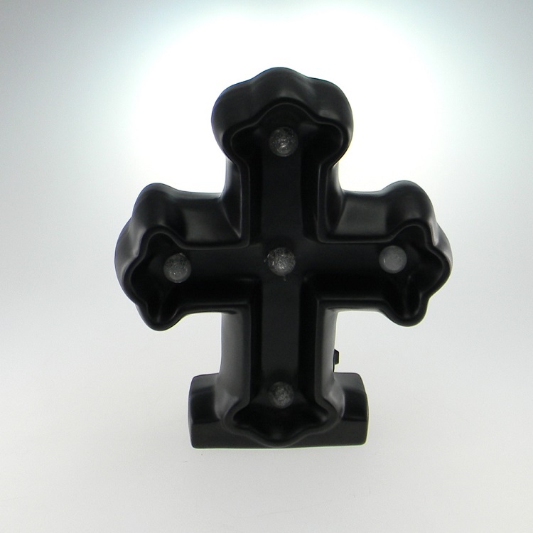 Cruz De Cerâmica Com Luz Led Preto