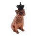 Enfeite Decoração Cachorro Bronze Coroa Resina Preto 28x12m