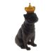 Enfeite Decorativo Cachorro Coroa Amarela Resina Preto 28x12