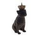 Enfeite Decorativo Cachorro Coroa Bege Resina Preto 28x12cm