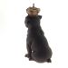 Enfeite Decorativo Cachorro Coroa Bege Resina Preto 28x12cm