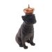 Enfeite Decorativo Cachorro Coroa Cobre Resina Preto 28x12cm