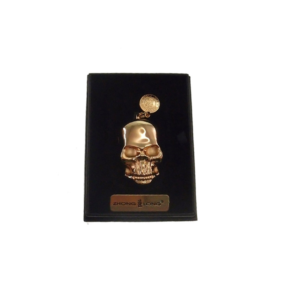 Isqueiro Eletrico Caveira Skull Recarregavel Dourado 8x4x2cm