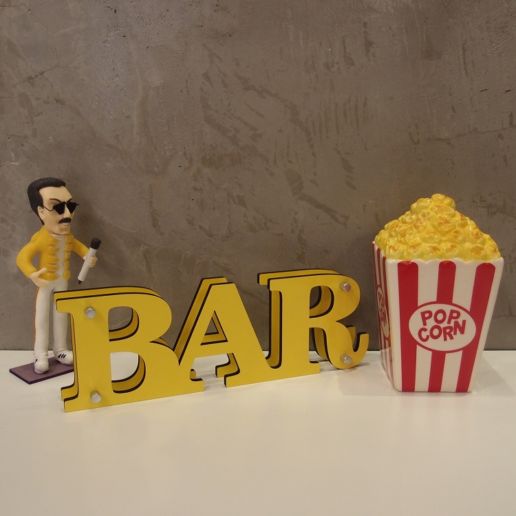 Letreiro Duplo Bar Amarelo Mdf