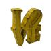 Placa Decorativa Letreiro Love em Resina 15x16x2cm Amarelo
