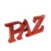 Placa Decorativa Letreiro Paz Resina 12x25x2cm Cor Vermelho