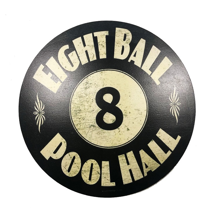 Placa Decorativa MDF 35x35 Personalizado Eight Ball 8 Preto