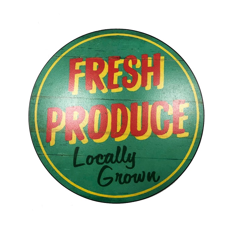 Placa Decorativa MDF 35x35 Personalizado Fresh Produce Verde