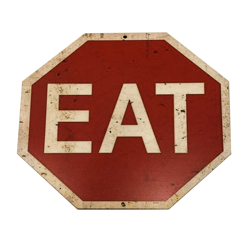 Placa Decorativa MDF Trânsito Sinal de Eat Cor Vermelho