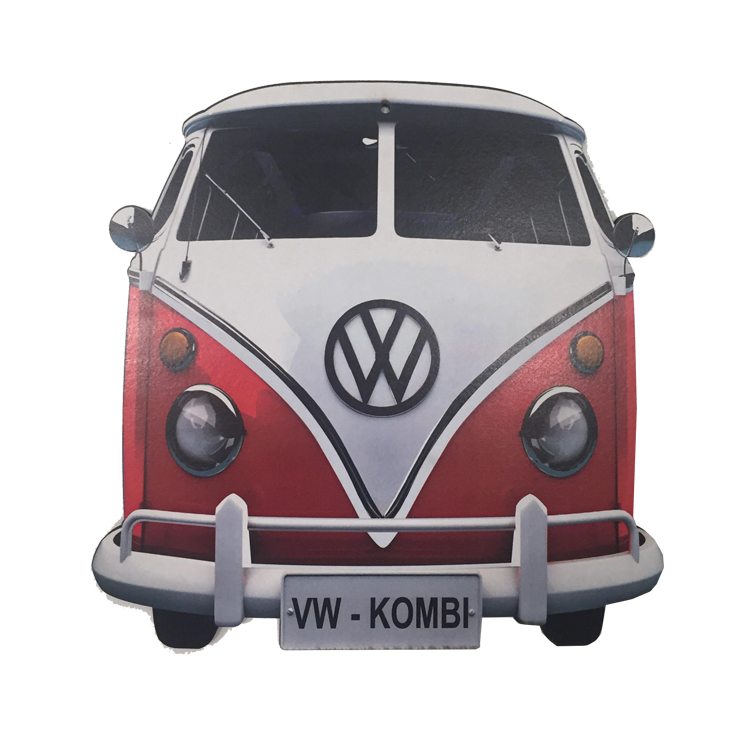Placa Decorativa MDF30x30x1 Recorte Adesivado Kombi Vermelho