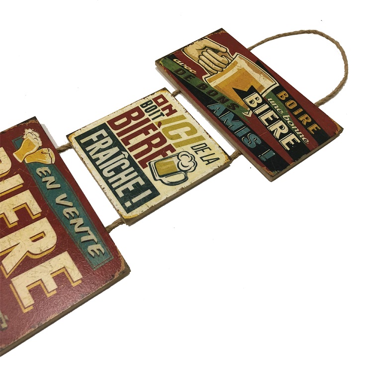 Placa Decorativa Sisal MDF 40x20x1 Beer Vintage Boire Biere