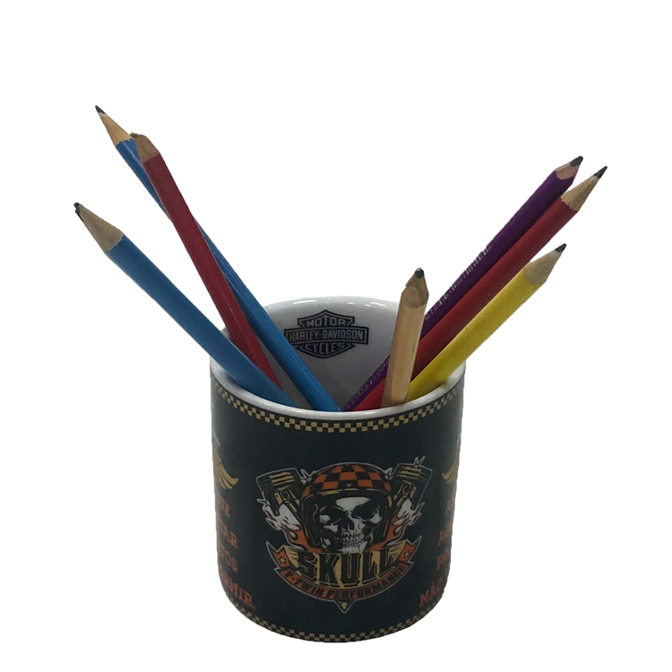 Porta Lápis Personalizado Cerâmica Harley Davidson 9x8x8Cm