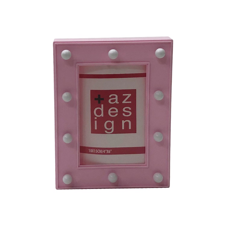 Porta Retrato Decorativo  Camarim Plástico Cor Rosa 20x12x4