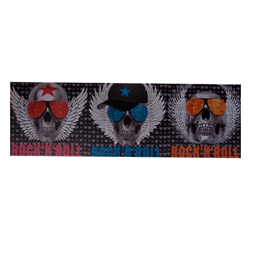 Quadro De Caveira Asinha Rock N Roll 30x90 Cm