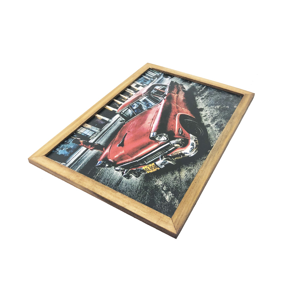 Quadro Decorativa Quarto Sala 20x30Cm Carro Madeira Vermelho