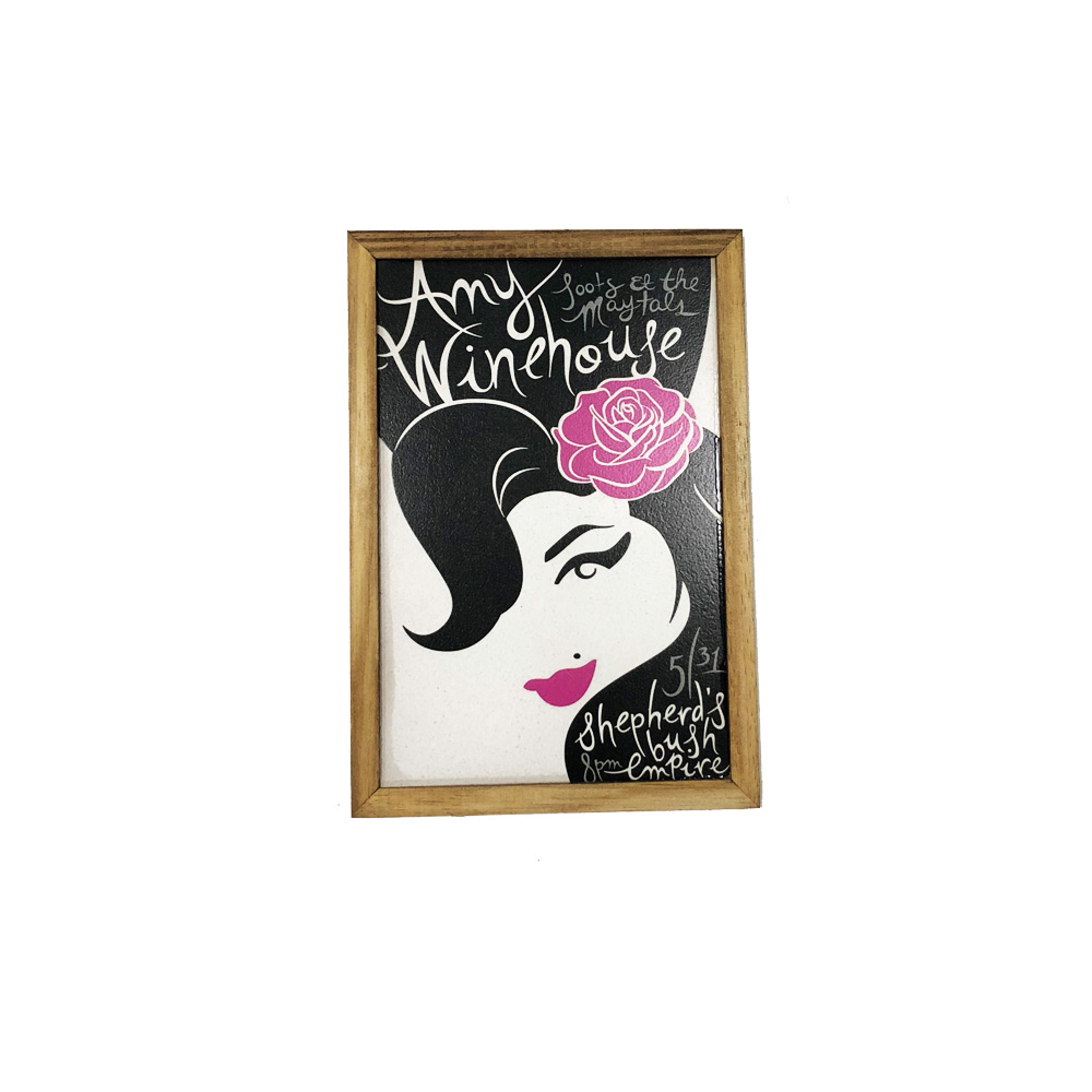 Quadro Decorativa Quarto Sala Amy Winehouse Madeira Preto