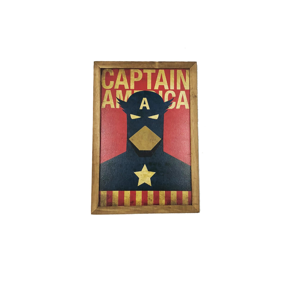 Quadro Decorativa Quarto Sala Capitão América 20x30 Madeira