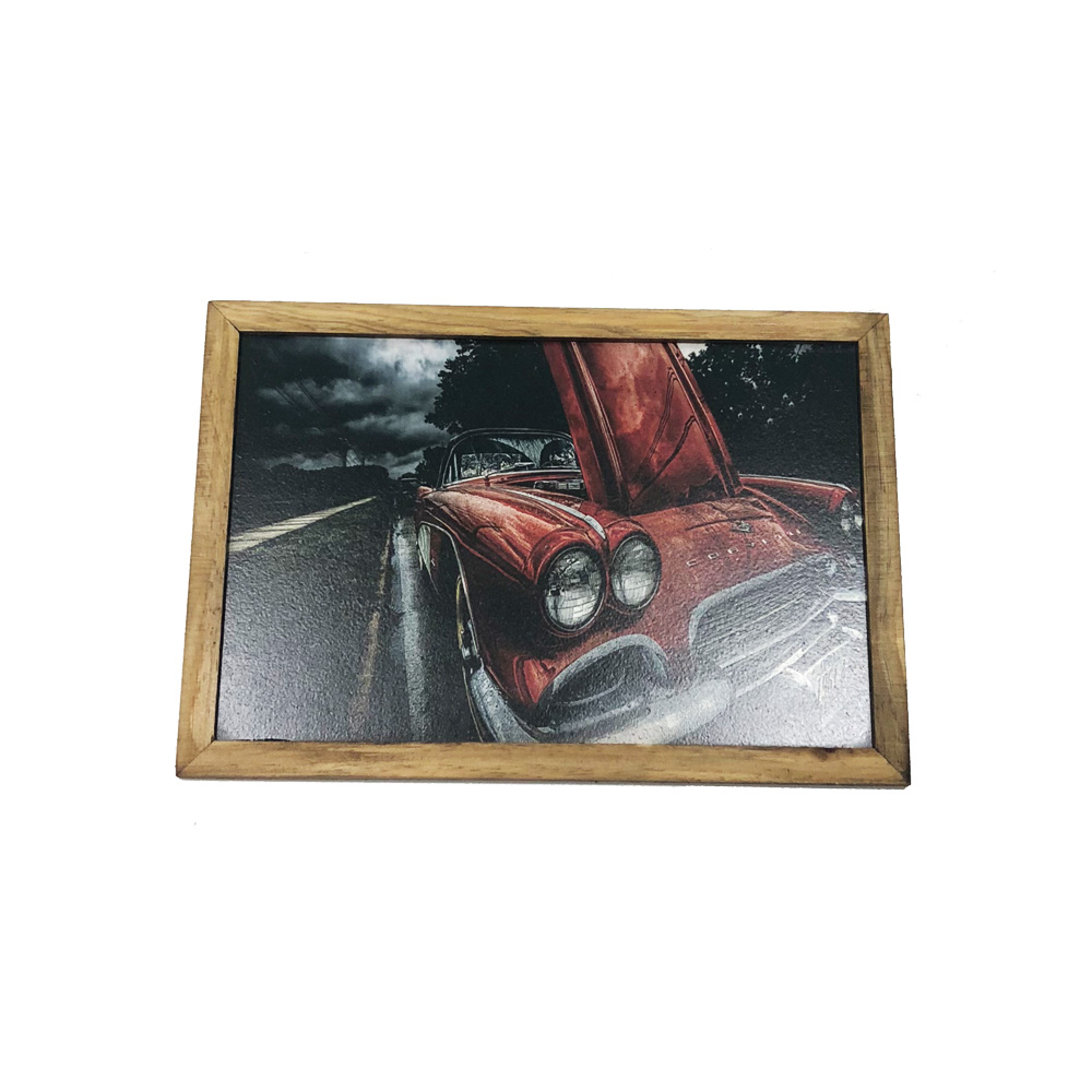 Quadro Decorativa Quarto Sala Carro 20x30Cm Madeira Vermelho