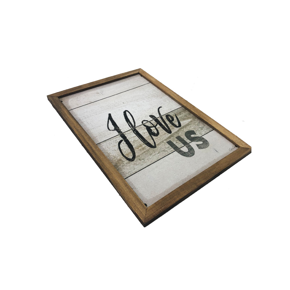 Quadro Decorativa Quarto Sala Frase I love Us 20x30 Madeira
