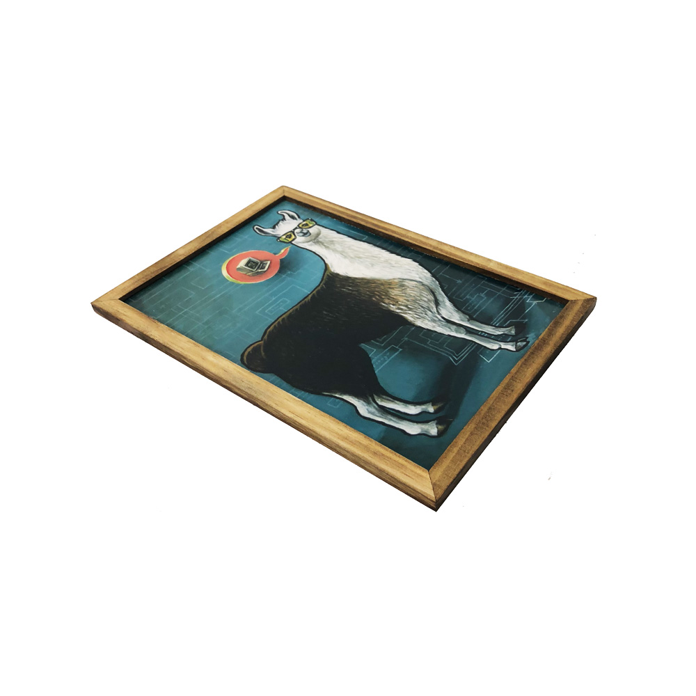 Quadro Decorativa Quarto Sala Lhama Computador 20x30 Madeira