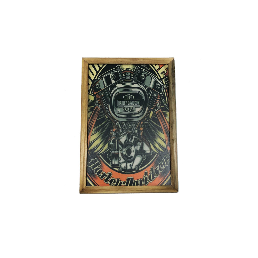 Quadro Decorativa Quarto Sala Motor Harley Davidson Madeira