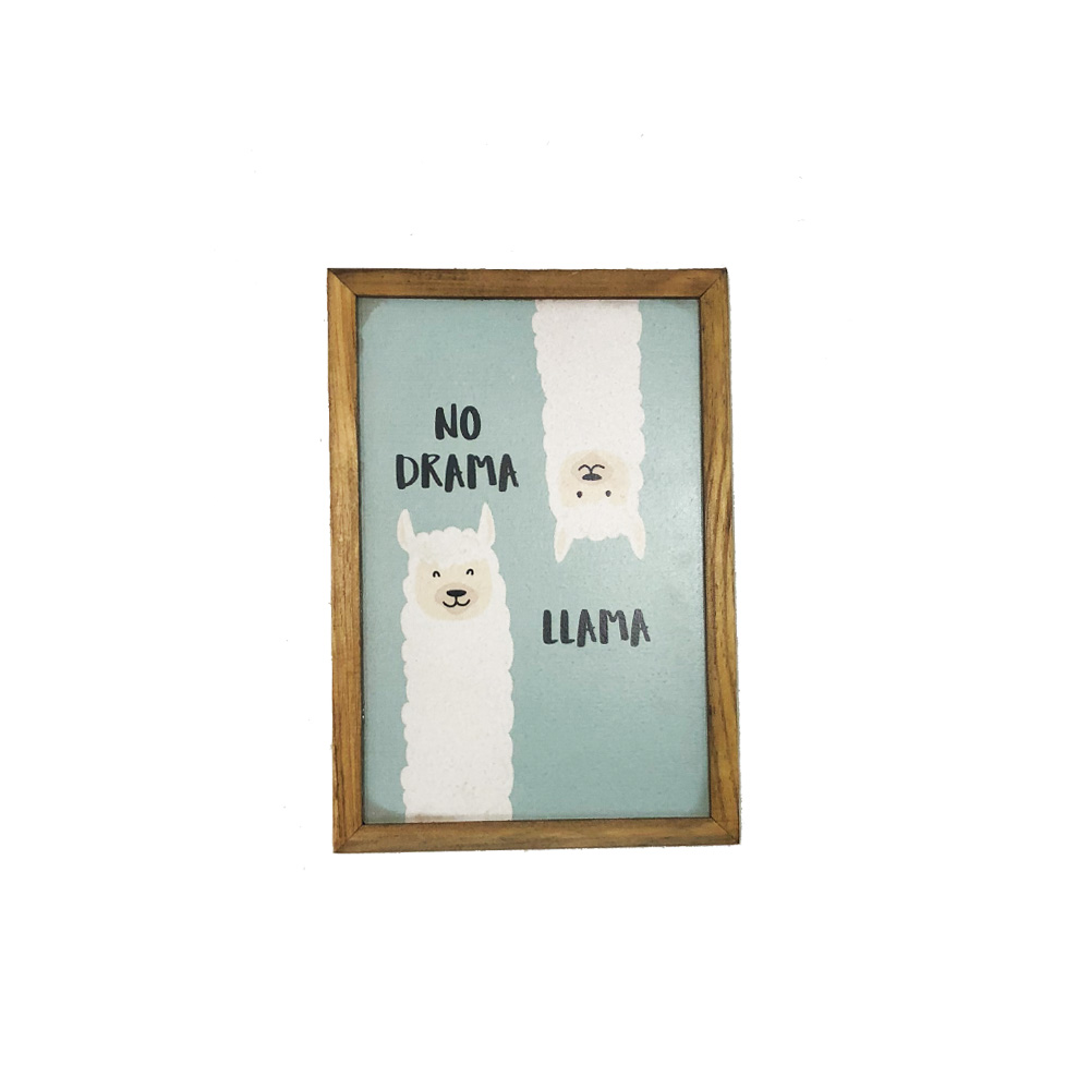 Quadro Decorativa Quarto Sala No Drama Lhama 20x30Cm Madeira